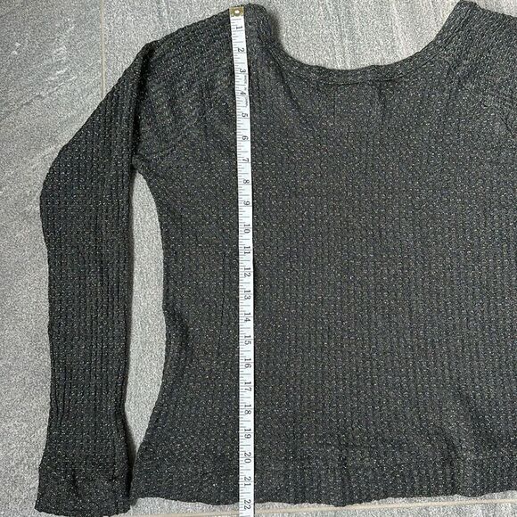 NEW Chaser Raglan Long Sleeve Stardust Metallic Thermal Scoopneck Blouse Black M - Picture 13 of 14